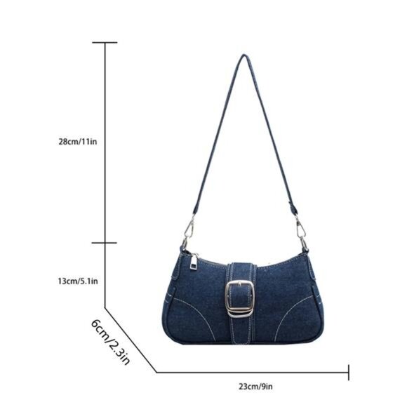 Decorative Buckle Sewing Detail Chain Shoulder Bag, - Picture 2 of 7